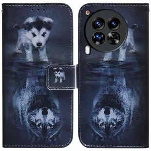 For Tecno Camon 30 Premier 5G Coloured Drawing Flip Leather Phone Case(Wolf and Dog)