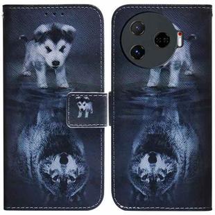 For Tecno Camon 30 Pro CL8 Coloured Drawing Flip Leather Phone Case(Wolf and Dog)