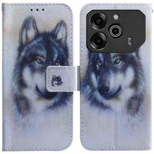 For Tecno Pova 6 Pro / Pova 6 Coloured Drawing Flip Leather Phone Case(White Wolf)