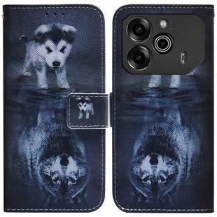 For Tecno Pova 6 Pro / Pova 6 Coloured Drawing Flip Leather Phone Case(Wolf and Dog)