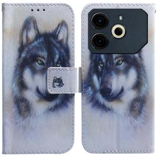 For Tecno Pova 6 Neo Coloured Drawing Flip Leather Phone Case(White Wolf)