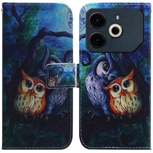 For Tecno Pova 6 Neo Coloured Drawing Flip Leather Phone Case(Oil Painting Owl)