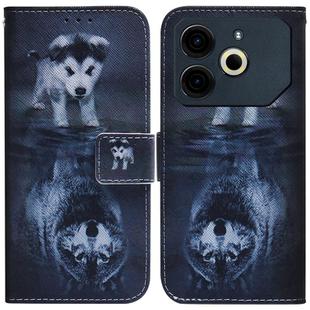 For Tecno Pova 6 Neo Coloured Drawing Flip Leather Phone Case(Wolf and Dog)