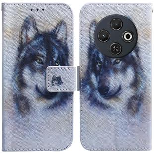 For Tecno Spark 30C Coloured Drawing Flip Leather Phone Case(White Wolf)