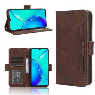 For vivo Y35+ 5G Skin Feel Calf Texture Card Slots Leather Phone Case(Brown)