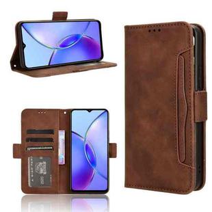 For vivo Y33T 2023 Skin Feel Calf Texture Card Slots Leather Phone Case(Brown)