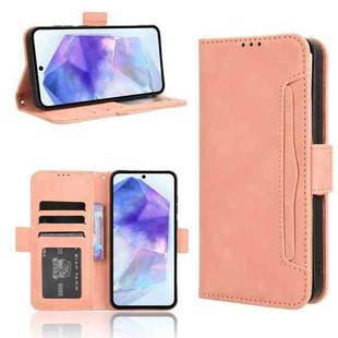 For Samsung Galaxy A55 5G Skin Feel Calf Texture Card Slots Leather Phone Case(Pink)