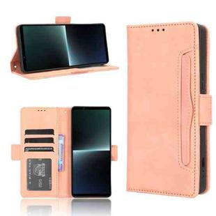 For Sony Xperia 1 V Skin Feel Calf Texture Card Slots Leather Phone Case(Pink)