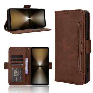 For Sony Xperia 1 VI 2024 Skin Feel Calf Texture Card Slots Leather Phone Case(Brown)