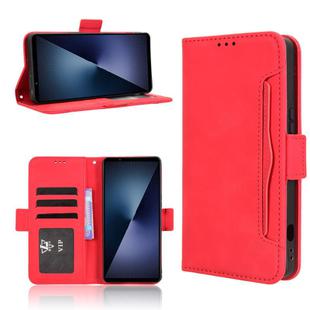 For Sony Xperia 1 VII Skin Feel Calf Texture Card Slots Leather Phone Case(Red)