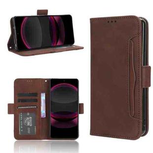 For Sharp Aquos R8 Pro Skin Feel Calf Texture Card Slots Leather Phone Case(Brown)