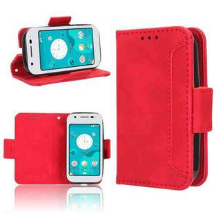 For Sharp Mamorino6 Skin Feel Calf Texture Card Slots Leather Phone Case(Red)