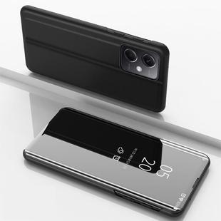 For Redmi Note 12 4G Global Plated Mirror Horizontal Flip Leather Phone Case with Holder(Black)