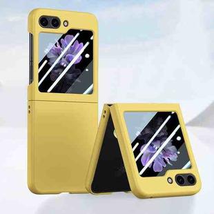 For Samsung Galaxy Z Flip5 Fuel Injection Integrated PC Skin Feel Phone Case(Lemon Yellow)