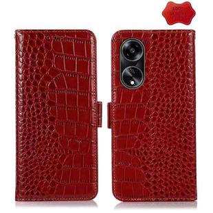 For OPPO A1 5G Crocodile Top Layer Cowhide Leather Phone Case(Red)