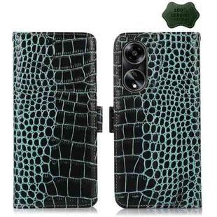 For OPPO A1 5G Crocodile Top Layer Cowhide Leather Phone Case(Green)