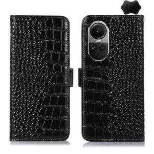 For OPPO Reno10 5G / 10 Pro 5G Global Crocodile Top Layer Cowhide Leather Phone Case(Black)