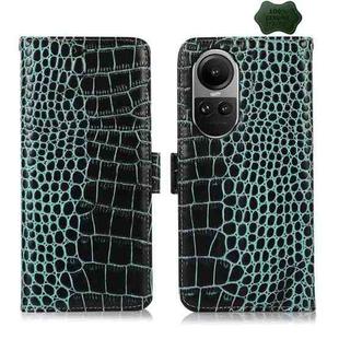 For OPPO Reno10 5G / 10 Pro 5G Global Crocodile Top Layer Cowhide Leather Phone Case(Green)