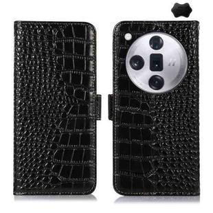 For OPPO Find X7 Crocodile Top Layer Cowhide Leather Phone Case(Black)