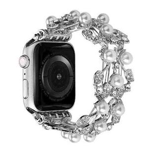 Four-leaf Bead Metal Watch Band For Apple Watch 7 41mm(Silver)