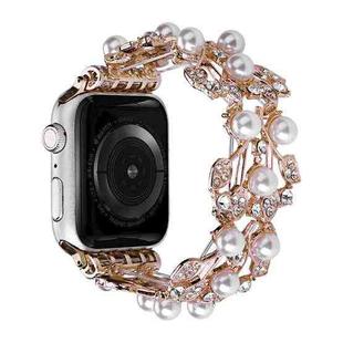Four-leaf Bead Metal Watch Band For Apple Watch SE 40mm(Rose Gold)