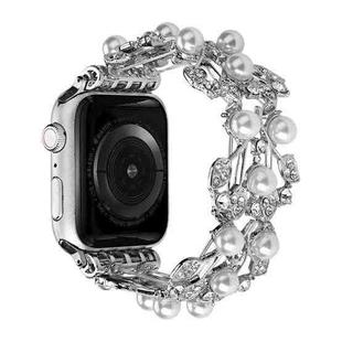 Four-leaf Bead Metal Watch Band For Apple Watch 6 44mm(Silver)