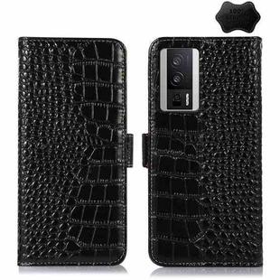 For Xiaomi Redmi K60 / K60 Pro 5G / Poco F5 Pro Crocodile Top Layer Cowhide Leather Phone Case(Black)