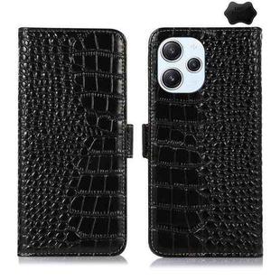 For Xiaomi Redmi 12 Crocodile Top Layer Cowhide Leather Phone Case(Black)