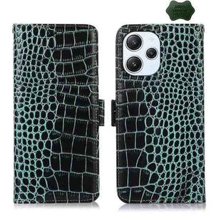 For Xiaomi Redmi 12 Crocodile Top Layer Cowhide Leather Phone Case(Green)