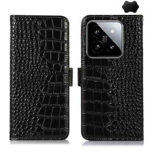 For Xiaomi 14 Pro Crocodile Top Layer Cowhide Leather Phone Case(Black)