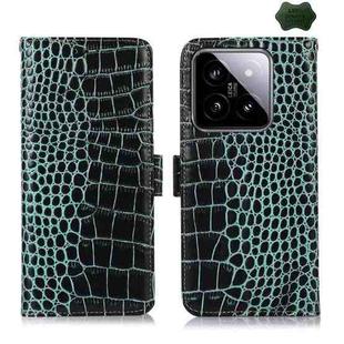 For Xiaomi 14 Crocodile Top Layer Cowhide Leather Phone Case(Green)