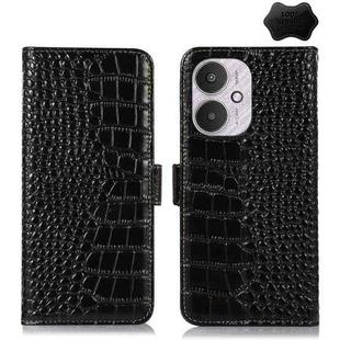 For Xiaomi Redmi 13C 4G/5G/Poco C65/Poco M6 Crocodile Top Layer Cowhide Leather Phone Case(Black)