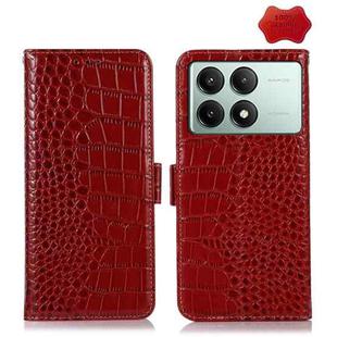 For Xiaomi Redmi K70E/Poco X6 Pro Crocodile Top Layer Cowhide Leather Phone Case(Red)