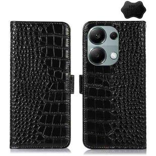 For Xiaomi Redmi Note 13 Pro 4G/Poco M6 Pro Crocodile Top Layer Cowhide Leather Phone Case(Black)