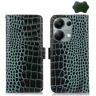 For Xiaomi Redmi Note 13 Pro 4G/Poco M6 Pro Crocodile Top Layer Cowhide Leather Phone Case(Green)