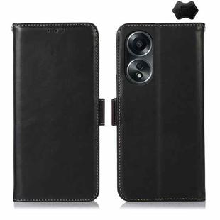 For OPPO A58 4G Crazy Horse Top Layer Cowhide Leather Phone Case(Black)