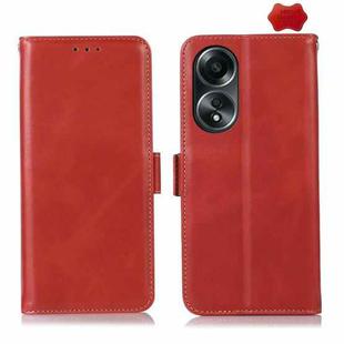 For OPPO A58 4G Crazy Horse Top Layer Cowhide Leather Phone Case(Red)