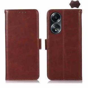 For OPPO A58 4G Crazy Horse Top Layer Cowhide Leather Phone Case(Brown)