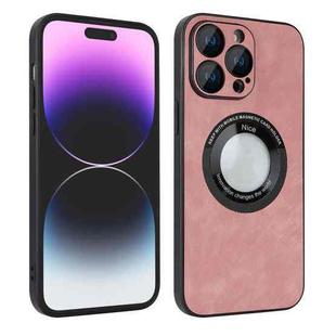 For iPhone 13 Pro Skin Feel Leather MagSafe Magnetic Phone Case(Pink)