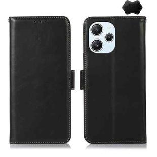 For Xiaomi Redmi 12 Crazy Horse Top Layer Cowhide Leather Phone Case(Black)