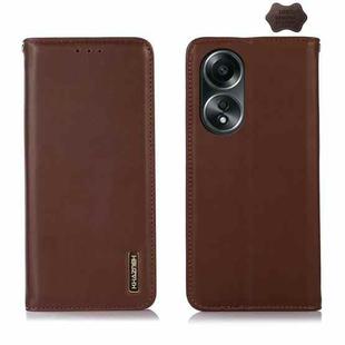 For OPPO A58 4G KHAZNEH Nappa Top Layer Cowhide Leather Phone Case(Brown)