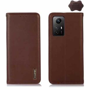 For Xiaomi Redmi Note 12S 4G KHAZNEH Nappa Top Layer Cowhide Leather Phone Case(Brown)