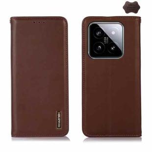 For Xiaomi 14 KHAZNEH Nappa Top Layer Cowhide Leather Phone Case(Brown)