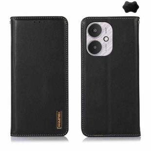 For Xiaomi Redmi 13C 4G/5G/Poco C65/Poco M6 KHAZNEH Nappa Top Layer Cowhide Leather Phone Case(Black)