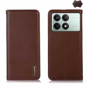 For Xiaomi Redmi K70E/Poco X6 Pro KHAZNEH Nappa Top Layer Cowhide Leather Phone Case(Brown)