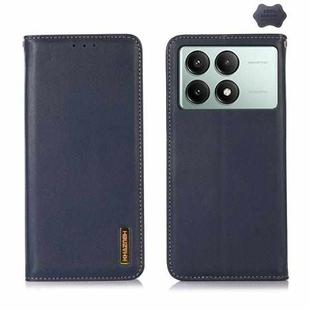 For Xiaomi Redmi K70E/Poco X6 Pro KHAZNEH Nappa Top Layer Cowhide Leather Phone Case(Blue)