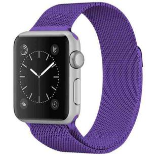 For Apple Watch Series 9&8&7 41mm / 6 & SE & 5 & 4 40mm / 3 & 2 & 1 38mm Milanese Loop Magnetic Stainless Steel Watch Band(Bright Purple)
