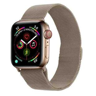 For Apple Watch Series 7 45mm / 6 & SE & 5 & 4 44mm / 3 & 2 & 1 42mm Milanese Loop Magnetic Stainless Steel Watch Band(Vintage Gold)