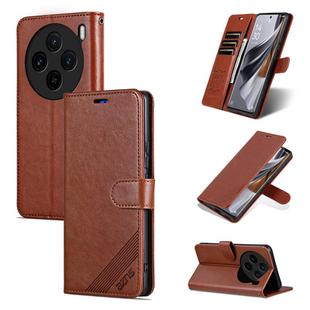 For vivo X100S AZNS Sheepskin Texture Flip Leather Phone Case(Brown)