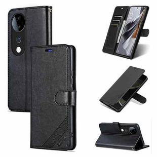 For vivo S19 AZNS Sheepskin Texture Flip Leather Phone Case(Black)